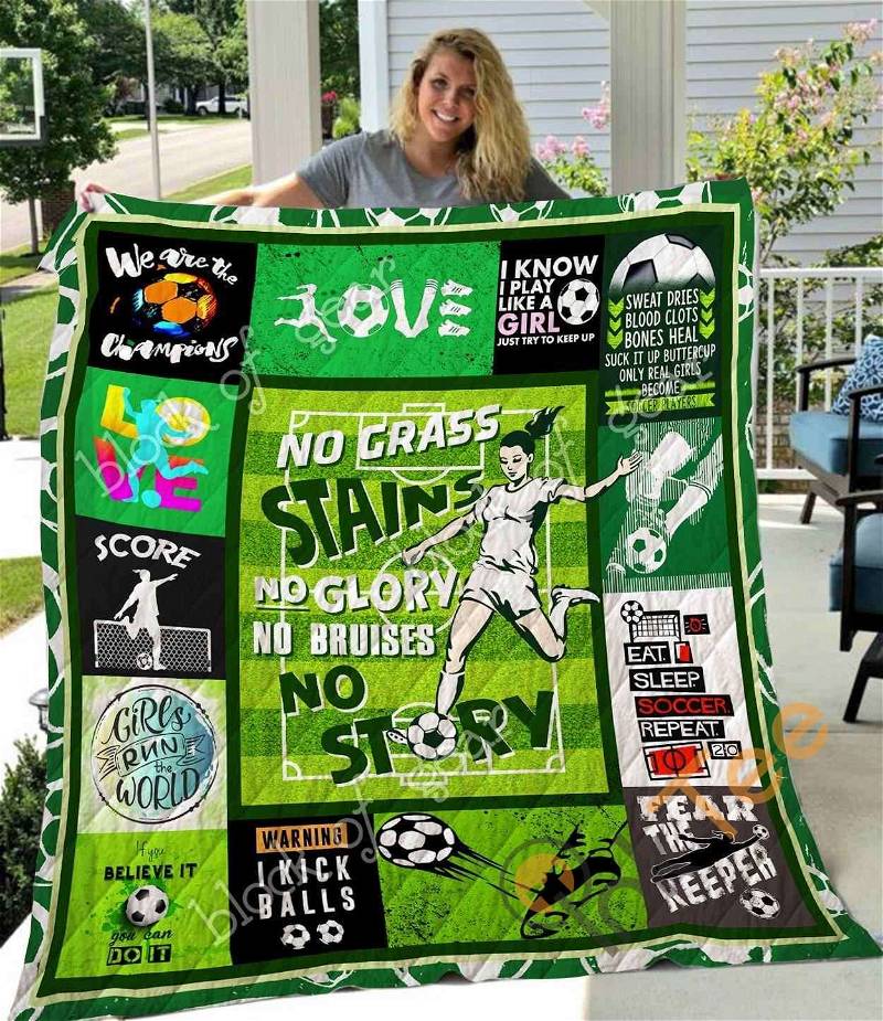 Women’S Soccer Quilt Blanket Bedding Set