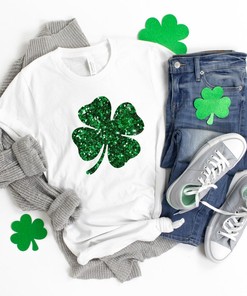 Womens st pattys shirt, glitter shamrock tee, st patricks day shirt, womens st paddys