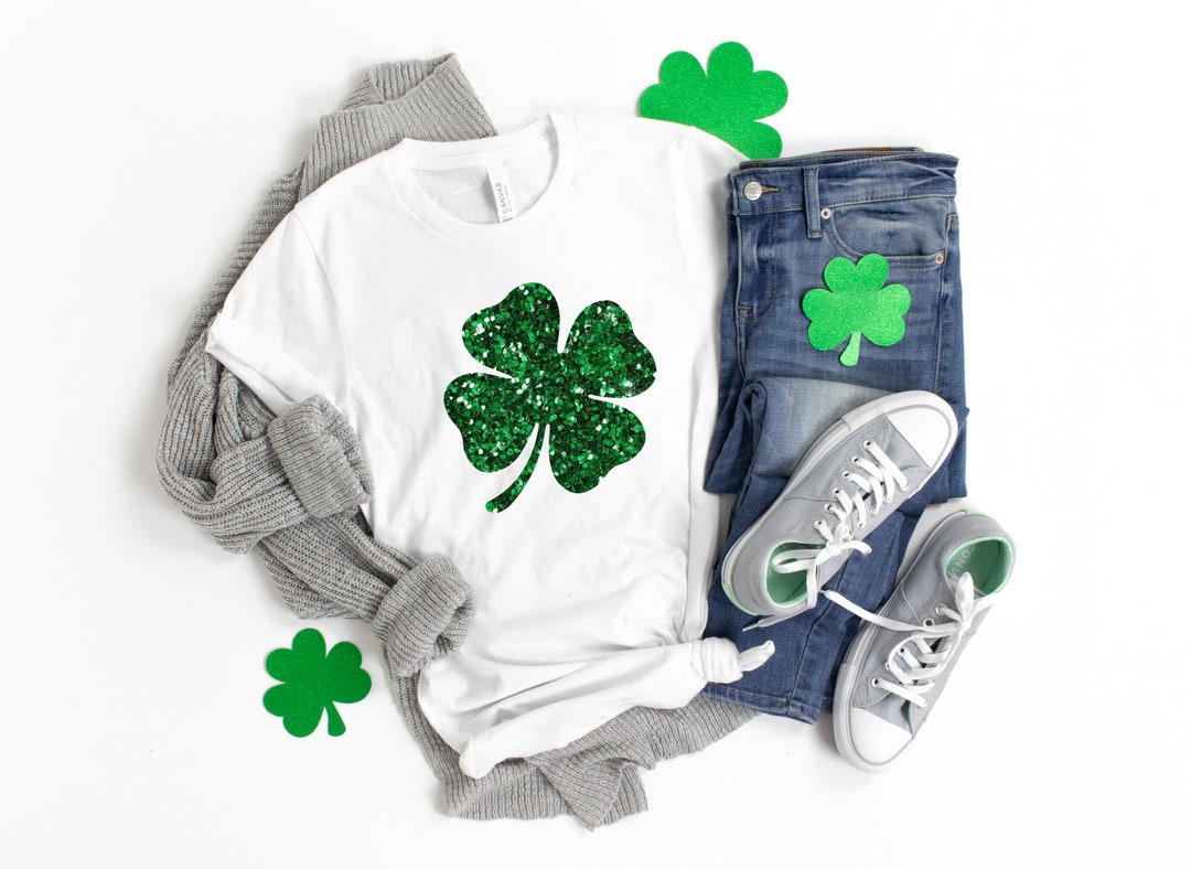 Womens st pattys shirt, glitter shamrock tee, st patricks day shirt, womens st paddys