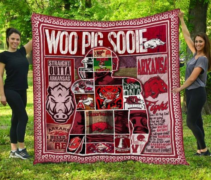 Woo Pig Sooie Ncaa Arkansas Razorbacks Collection Quilt Blanket Bedding Set