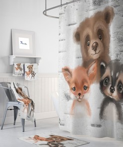 Woodland Animals Shower Curtain Bathroom Decor