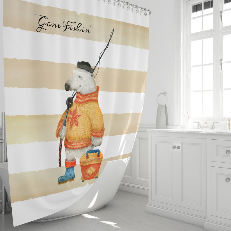 Woodland Bear Shower Curtain Optional Towels and Mat Bathroom Sets - Image 2