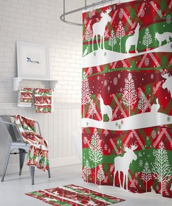 Woodland Christmas Shower Curtain Optional Towels And Bath