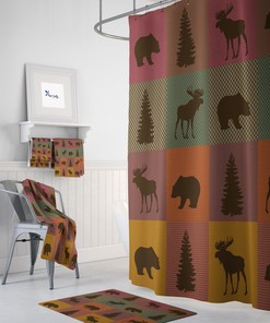 Woodland Plaid Shower Curtain for Bathroom Decor, Home Decor
