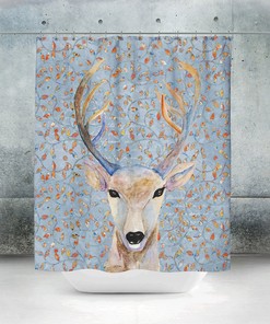 Woodland Whisper Deer Shower Curtain . Optional Bath Mat, Adorable Set
