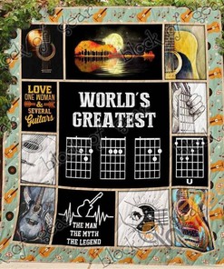 World's Greatest Dad Guitar Quilt Blanket Bedding Set