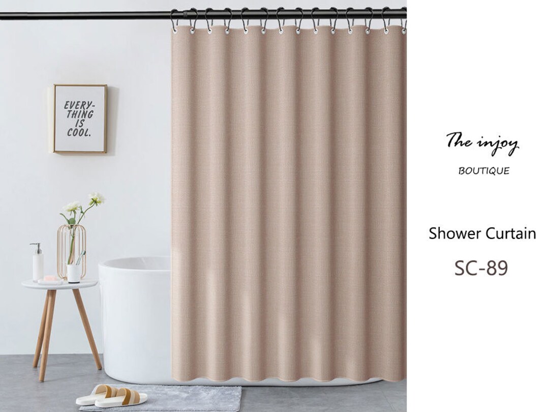Worm Color Linen-Textured Thick Shower Curtain, Extra Heavy Curtain Waterproof, Small Grommets Curtains.