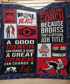 Wrestling Coach Eat Sleep Wrestle And Repeat Quilt Blanket Bedding Set