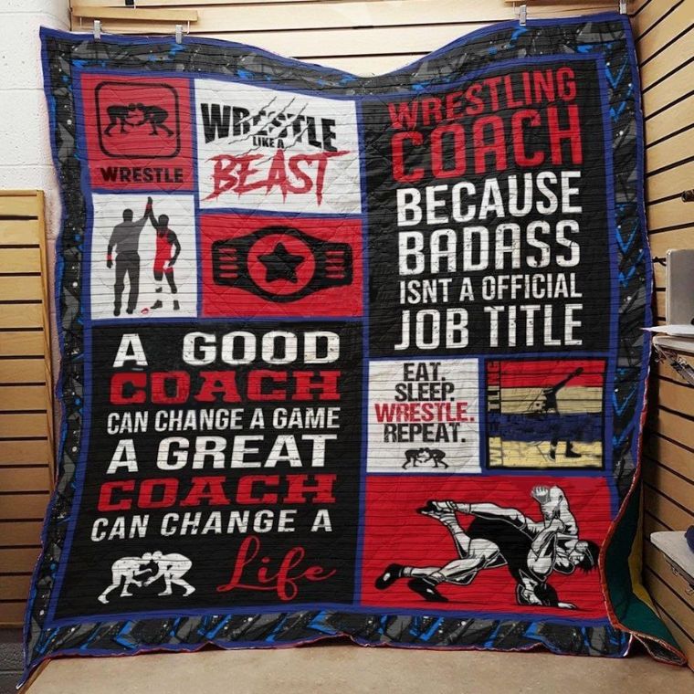 Wrestling Coach Eat Sleep Wrestle And Repeat Quilt Blanket Bedding Set