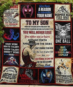 Wrestling Son, Love, Dad Quilt Blanket Bedding Set