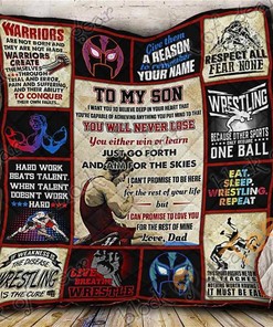 Wrestling Son, Love, Dad Quilt Blanket Bedding Set With Pillowcase Option