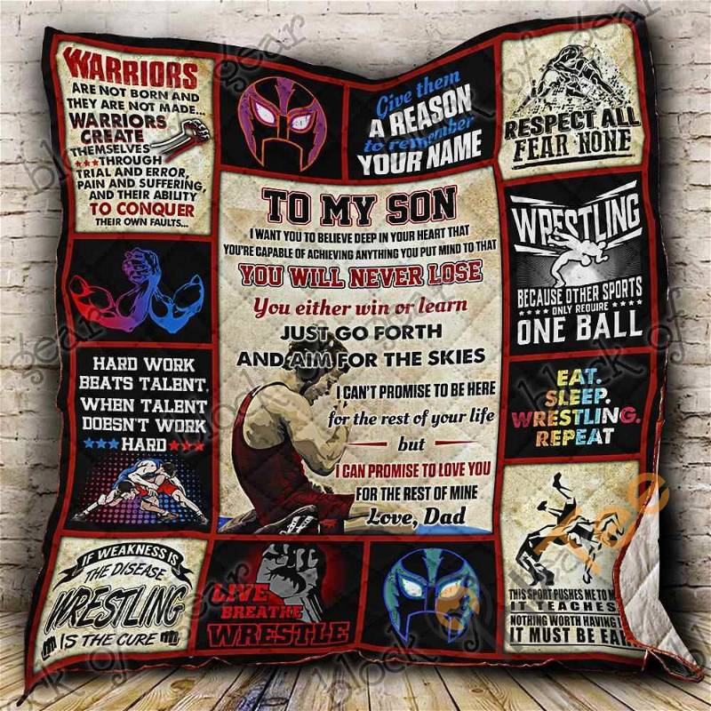 Wrestling Son, Love, Dad Quilt Blanket Bedding Set With Pillowcase Option