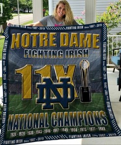 X National Champions Ncaa Notre Dame Fighting Irish Collected Collection Quilt Blanket Bedding Set
