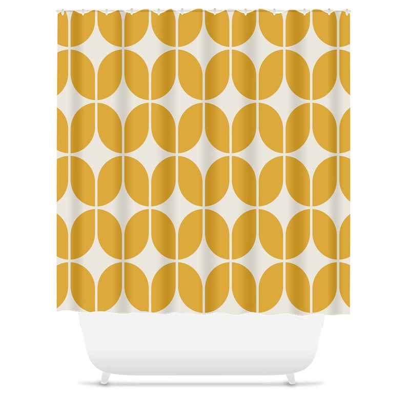 Yellow And Beige Mid-Century Modern Shower Curtain, Retro Bath Curtain, Minimalist, 197, Abstract, Geometric, Contemporary, Bath Decor - Image 3