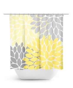 Yellow And Gray Shower Curtain, Floral Shower Curtain, Yellow Bathroom Decor, Guest Bathroom, Girls Bathroom, Floral Bath Curtain