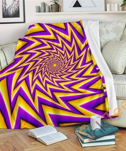 Yellow Big Bang Moving Optical Illusion Sherpa Fleece Blanket Gifts for Family, for Couple