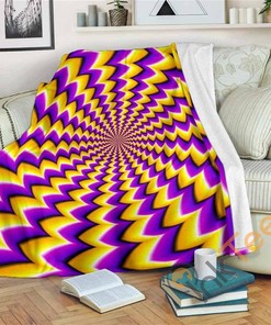 Yellow Dizzy Moving Optical Illusion Sherpa Fleece Blanket Gifts for Family, for Couple