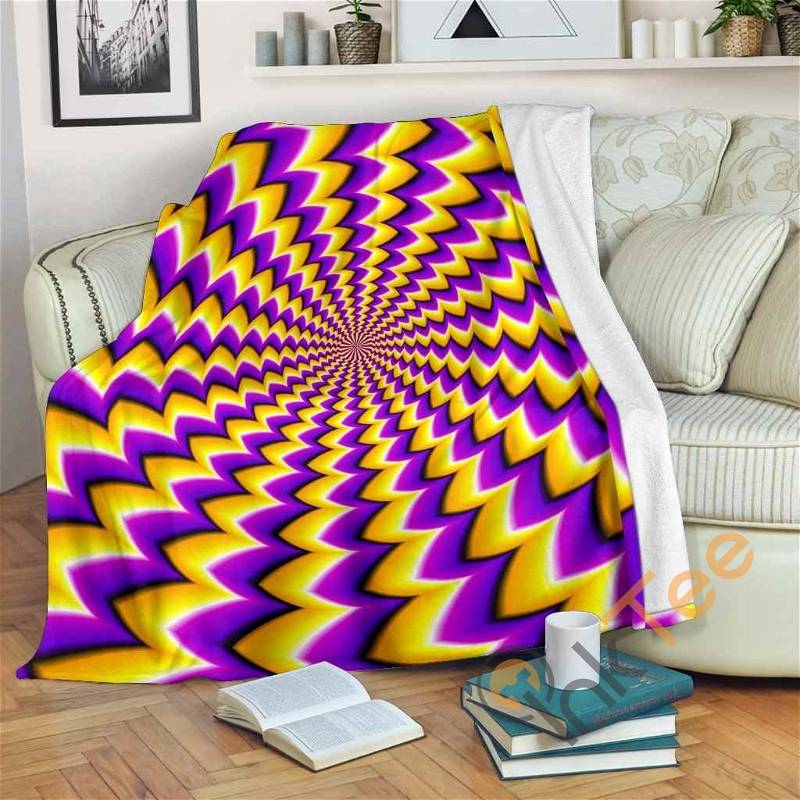 Yellow Dizzy Moving Optical Illusion Sherpa Fleece Blanket Gifts for Family, for Couple