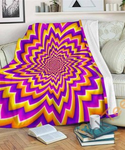 Yellow Expansion Moving Optical Illusion Sherpa Fleece Blanket Gifts for Family, for Couple