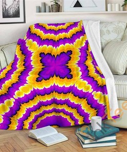 Yellow Explosion Moving Optical Illusion Sherpa Fleece Blanket Gifts for Family, for Couple