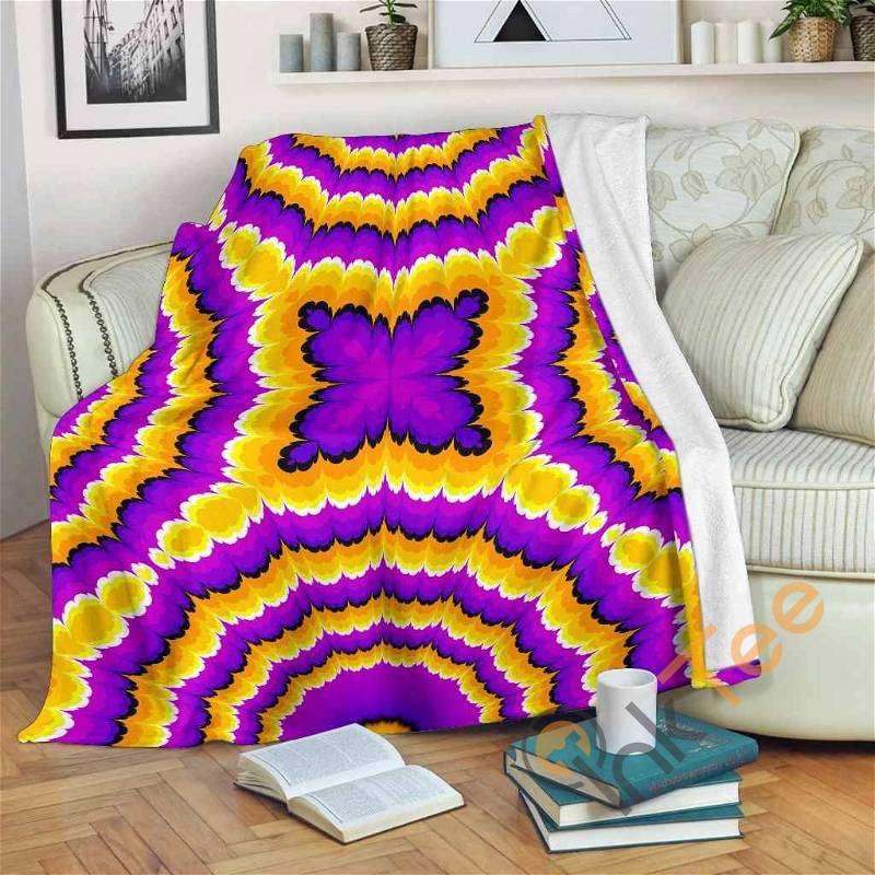 Yellow Explosion Moving Optical Illusion Sherpa Fleece Blanket Gifts for Family, for Couple