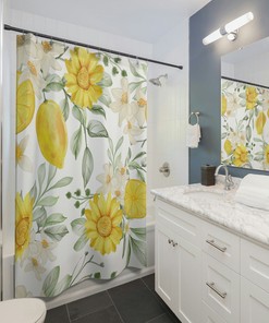 Yellow Floral Shower Curtain, Wildflowers Shower Curtain, Floral Shower Curtain, Boho Shower Curtain, Vintage Shower Curtain