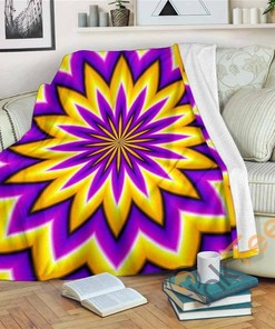 Yellow Flower Moving Optical Illusion Sherpa Fleece Blanket Gifts for Family, for Couple