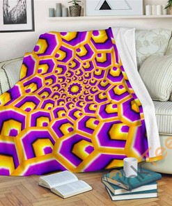 Yellow Hive Moving Optical Illusion Sherpa Fleece Blanket Gifts for Family, for Couple