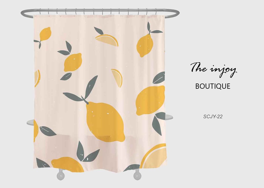 Yellow Lemon Fruit Shower Curtain, Bath Decor Ideas, Housewarming Gift, Waterproof Shower Curtains
