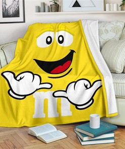 Yellow M&m Funny M&m Lover Sherpa Fleece Blanket Gifts for Family, for Couple