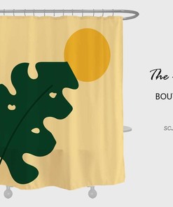 Yellow Monstera Shower Curtain, Green Plant Waterproof And Washable Shower Curtain For Bathtub Bathroom Decor