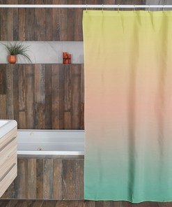 Yellow Peach Mint Green Ombre Shower Curtain, Dip Dye Shower Curtain, Bathroom Shower Decor