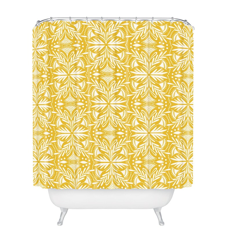 Yellow Shower Curtain, Bathroom Decor, Bath Curtain, Boho Style, Fabric Shower Curtain, Lenox Goldenrod Design, Feminine Decor - Image 2