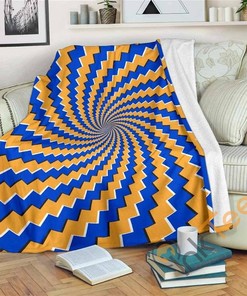 Yellow Spiral Moving Optical Illusion Sherpa Fleece Blanket Gifts for Family, for Couple