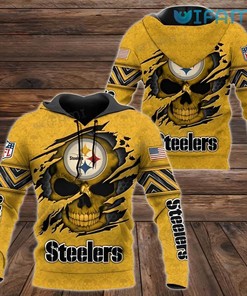 Yellow Steelers Hoodie 3D Skull Logo Pittsburgh Steelers Gift