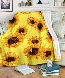 Yellow Sunflower Sherpa Blanket Fleece Blanket Gifts for Fans