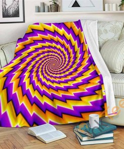 Yellow Twisted Moving Optical Illusion Sherpa Fleece Blanket Gifts for Family, for Couple