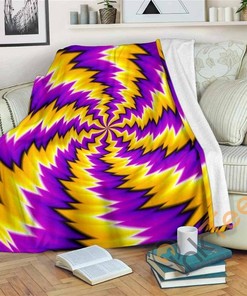 Yellow Vortex Moving Optical Illusion Sherpa Fleece Blanket Gifts for Family, for Couple