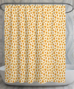 Yellow and Orange Shower Curtains, Geometric Pattern Shower Curtain, Vivid Background Decor, Uniquely Bold Bathroom, Vintage Retro Bath