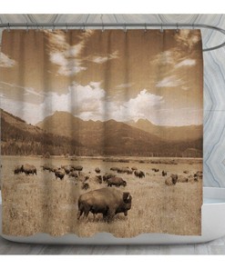 Yellowstone Bison Shower Curtain, Bison Shower Curtain, Buffalo Shower Curtain, Custom Bathroom Decor, Bison Buffalo Animal Shower Curtains