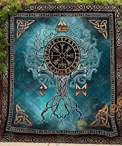 Yggdrasil Tree of Life with Vegvisir Quilt Blanket And Bedding Set