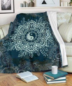 Yin Yang Mandala Yoga Sherpa Fleece Blanket Gifts for Family, for Couple