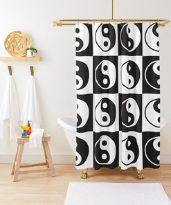 Yin Yang Shower Curtain Spiritual Abstract Yin Yang Symbols Trendy Shower Curtain Eco-Friendly Waterproof Abstract Decor
