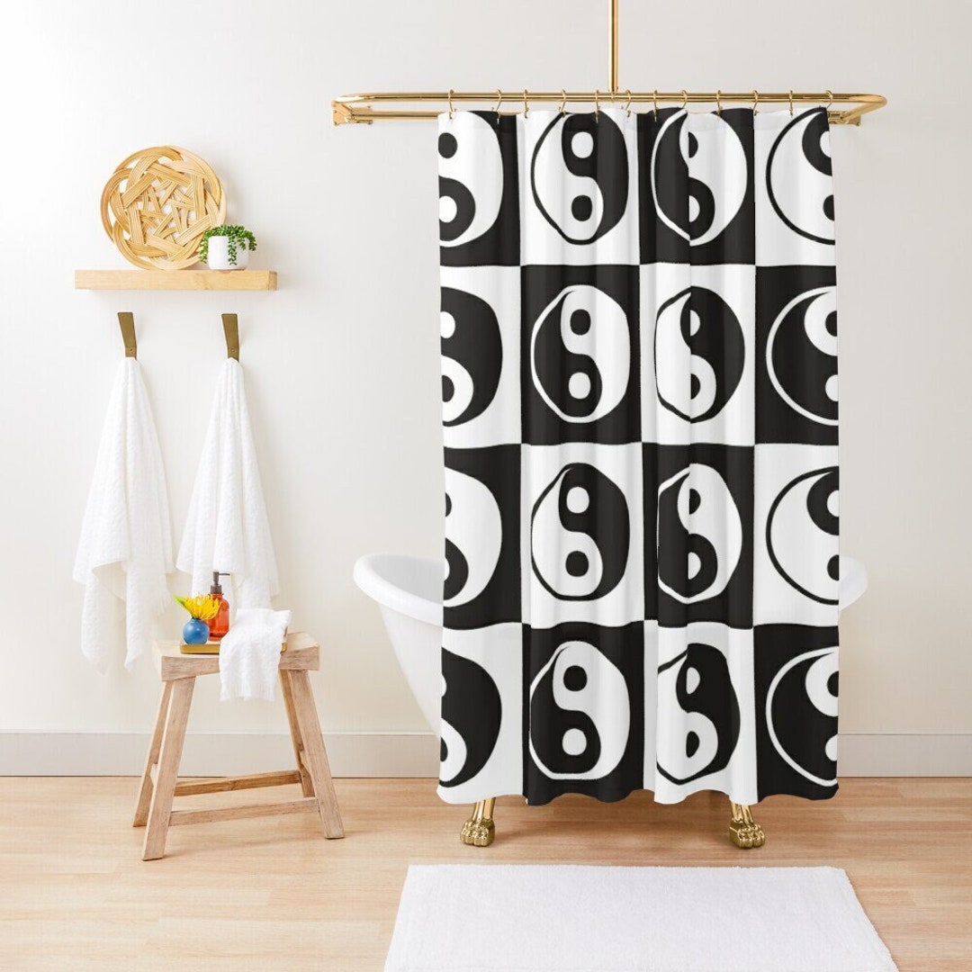 Yin Yang Shower Curtain Spiritual Abstract Yin Yang Symbols Trendy Shower Curtain Eco-Friendly Waterproof Abstract Decor