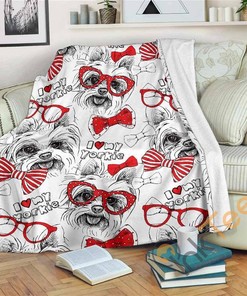 Yorkie Sherpa Fleece Blanket Gifts for Family