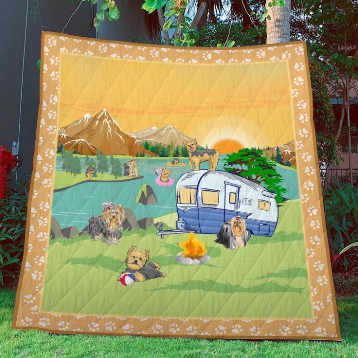 Yorkshire Terrier Camping Quilt Blanket Bedding Set