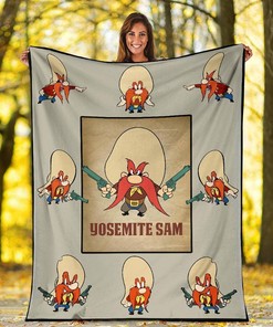 Yosemite Sam Funny Cartoon Cowboy Sherpa Fleece Blanket Gifts for Family, for Couple