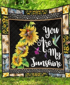 You Are My Sunshine Hummingbird Sunflower Quilt Blanket