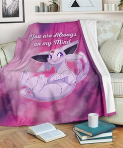 You Are On My Mind Espeon Sherpa Fleece Blanket Gifts for Family, for Couple