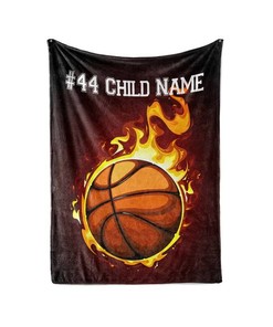 Youth Basketball Player Personalized Custom Blanket With Your Child's Or Family Name Sherpa Fleece Blanket Gifts for Family, for Couple
